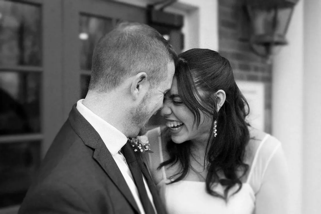 An emotional moment captured in black and white